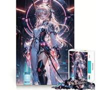 Puzzle da 1000 pezzi per adolescenti "Anime CyberGirl Neon Dream",gioco di concentrazione mentale con bordi lisci e taglio di precisione,perfetto come regalo di Natale (38x52cm)