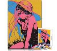Puzzle da 1000 pezzi per adolescenti Anime Girl in Summer Hat Rompicapo Giochi per famiglie Gara di velocità manuale Giocattolo educativo Dimensioni 38x26cm