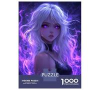 Puzzle Da 1000 Pezzi Per Adolescenti Anime Girl with Purple Flames Puzzle Per Adulti Giochi Rilassanti Taglio Di Precisione Regali Per Amici E Familiari 38x26cm/1000pcs