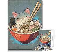 Puzzle da 1000 pezzi per adolescenti Anime Ramen Bowl Gatto Accogliente e rilassante Divertimento per il tempo libero Vestibilità perfetta Alta precisione Dimensioni giocattolo 38x52cm