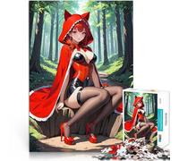Puzzle da 1000 pezzi per adolescenti Anime sexy Cappuccetto Rosso nel bosco Analisi e logica Lista dei desideri con Babbo Natale 52x38cm