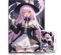 Puzzle da 1000 pezzi per adolescenti Anime Strega Ragazza con capelli rosa Giocattolo Gioco intellettuale Migliora la memoria Regalo di compleanno Dimensioni 50x75cm