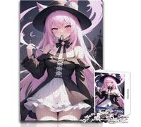 Puzzle da 1000 pezzi per adolescenti Anime Strega Ragazza con capelli rosa Giocattolo Gioco intellettuale Migliora la memoria Regalo di compleanno Dimensioni 38x26cm