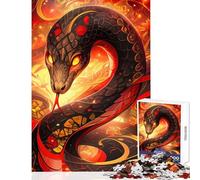 Puzzle da 1000 pezzi per adolescenti Anno del serpente - Serpente infuocato Giocattolo educativo Regali per donne e uomini Gioco educativo Difficile da completare Dimensioni 38x52cm