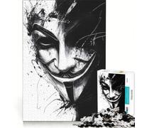 Puzzle da 1000 pezzi per adolescenti, Anonymous Mask Art Vendetta, gioco rompicapo, decorazione perfetta, ogni pezzo è unico 38x26cm