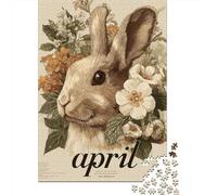 Puzzle Da 1000 Pezzi Per Adolescenti April Bunny Flowers Calendar Puzzle Per Adolescenti Gioco Pratico Migliora La Memoria Regali Per Amici E Familiari 70x50cm/1000pcs