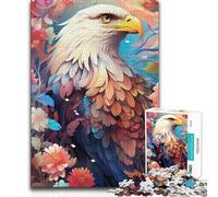 Puzzle da 1000 pezzi per adolescenti Aquila calva tra i fiori Analisi e gioco di logica rompicapo per ragazzi dai 14 anni in su 50x75cm