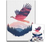 Puzzle da 1000 pezzi per adolescenti, aquila che vola attraverso il tramonto, bellissimo gioco di design, migliora la memoria, regalo di compleanno, dimensioni 50x75cm