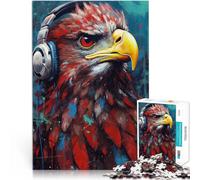 Puzzle da 1000 pezzi per adolescenti Aquila con le cuffie giochi divertenti per famiglie Decorazione murale Regali unici per compleanno e Natale 75x50cm