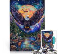 Puzzle da 1000 pezzi per adolescenti Aquila dipinta a colori Per il divertimento in famiglia Migliorare l'amore tra le coppie 52x38cm
