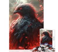 Puzzle da 1000 pezzi per adolescenti aquila nera con occhi rossi giocattolo decorazione da parete opera d'arte regalo giochi rilassanti con pezzi completamente interconnessi di forma casuale 50x75cm