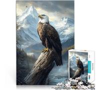 Puzzle da 1000 pezzi per adolescenti Aquila sulla cima della montagna Gioco rompicapo con pezzi completamente interconnessi di forma casuale 75x50cm