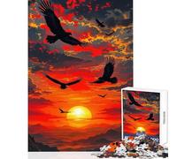 Puzzle da 1000 pezzi per adolescenti aquile che volano sopra il paesaggio al tramonto giocattolo decorazione da parete regali di compleanno gioco educativo aiuta a esercitare il cervello 38x26cm
