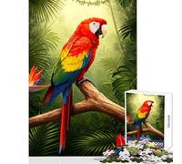 Puzzle da 1000 pezzi per adolescenti Ara colorata in una lussureggiante giungla,giocattolo educativo,idee regalo,gioco pratico,lista dei desideri con Babbo Natale,dimensioni 38x52cm