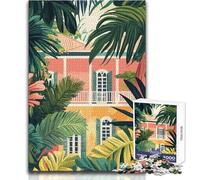 Puzzle da 1000 pezzi per adolescenti Architettura tropicale della Florida Arte minimalista Divertimento in famiglia e serata di giochi Difficile Difficile Giocattoli antistress Dimensioni 38x52cm