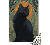 Puzzle Da 1000 Pezzi Per Adolescenti Art Nouveau Black Cat Print Puzzle Per Adulti Gioco Rompicapo Analisi E Logica Regalo Di Compleanno, Regali, 38x26cm/1000pcs