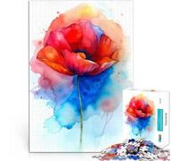 Puzzle da 1000 pezzi per adolescenti Arte astratta del fiore di papavero dell'acquerello Gara di velocità delle mani Opera d'arte 38x26cm