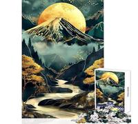 Puzzle da 1000 pezzi per adolescenti arte astratta del Fuji sulla luna gioco pratico per divertimento in famiglia giocattolo antistress che migliora l'amore tra le coppie (38x26cm)