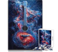 Puzzle da 1000 pezzi per adolescenti, arte astratta della chitarra, bellissimo design, gioco per migliorare la memoria, regalo per compleanni, dimensioni 50x75cm