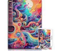 Puzzle da 1000 pezzi per adolescenti, arte astratta della chitarra, design psichedelico, bellissimo gioco, migliora la memoria, regalo per compleanni, dimensioni 50x75cm