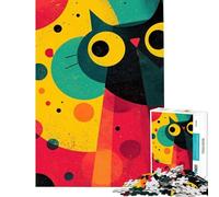 Puzzle da 1000 pezzi per adolescenti arte astratta di gatti con forme geometriche giocattolo puzzle per adulti decorazione da parete migliora la memoria regalo per amici e familiari (38x52cm)