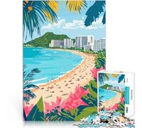 Puzzle da 1000 pezzi per adolescenti Arte astratta minimalista sulla spiaggia di Waikiki, Hawaii Gara di velocità delle mani grande regalo 70x100cm