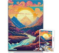Puzzle da 1000 pezzi per adolescenti Arte astratta Valle Fiume Bellissimo design Gioco Migliora la memoria Regalo per compleanni Dimensioni 50x75cm