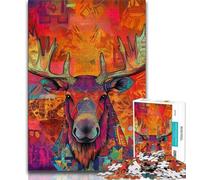 Puzzle da 1000 pezzi per adolescenti, arte dell'alce, giocattoli, giochi educativi, antistress, migliora l'amore tra coppie, 38x26cm