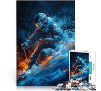 Puzzle da 1000 pezzi per adolescenti Arte digitale epica sullo sci apprendimento educativo Lista dei desideri con Babbo Natale 75x50cm