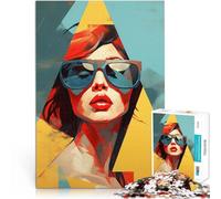 Puzzle da 1000 pezzi per adolescenti Arte donna Occhiali Moda Allena il tuo cervello e le tue mani è ideale come regalo per tutta la famiglia 75x50cm