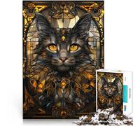 Puzzle da 1000 pezzi per adolescenti Arte Kintsugi del gatto nero Gioco impegnativo e gioco in famiglia Migliorare l'amore tra le coppie 38x26cm