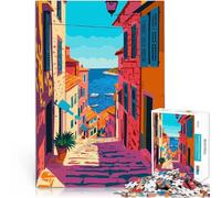 Puzzle da 1000 pezzi per adolescenti Arte minimalista con vista sul Mar Mediterraneo Difficile Duro Adatto per la decorazione del desktop 26x38cm