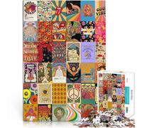 Puzzle da 1000 pezzi per adolescenti arte patchwork hippie Vacanza a casa: uccidere il tempo Decorazioni e regali unici per la casa 38x26cm
