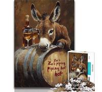 Puzzle da 1000 pezzi per adolescenti "Asino su una botte di vino" per adulti e adolescenti con pezzi completamente interconnessi e di forma casuale per ragazzi di 14 anni (26x38cm)
