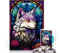 Puzzle da 1000 pezzi per adolescenti astratto lupo vetrate colorate Analisi e logica Decorazione murale Regali unici per compleanno e Natale 38x26cm