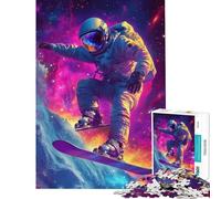 Puzzle da 1000 pezzi per adolescenti astronauta che fa snowboard nello spazio Gioco rompicapo giocattolo intellettuale ottimo regalo per gli amanti dei giochi e per le donne (dimensioni 38x26cm)