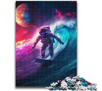 Puzzle da 1000 pezzi per adolescenti, astronauta che fa surf, puzzle per adulti, attività divertente per la casa, giocattoli per i giorni di pioggia, regali di compleanno 38x26cm