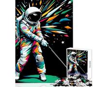 Puzzle da 1000 pezzi per adolescenti Astronauta che gioca a golf Wpap Decorazione per la casa Giocattoli Idee regalo Giochi rilassanti Lista dei desideri con Babbo Natale Dimensioni 38x52cm