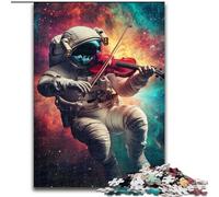 Puzzle da 1000 pezzi per adolescenti, Astronauta che suona il violino, analisi e logica con pezzi completamente interconnessi e di forma casuale, per bambini dai 14 anni in su (dimensioni 26x38cm)