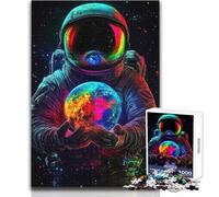 Puzzle da 1000 pezzi per adolescenti, Astronauta che tiene in mano la Terra, gioco educativo impossibile, regalo di compleanno (dimensioni 50x75cm)