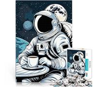 Puzzle da 1000 pezzi per adolescenti Astronauta e caffè Difficile da completare ma divertente e umoristico Regali di Babbo Natale segreto 38x26cm