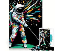 Puzzle da 1000 pezzi per adolescenti: astronauta gioca a golf,Wpap,arte pulita,gioco creativo,giocattolo rilassante,regalo di Natale (38x52cm)