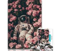 Puzzle da 1000 pezzi per adolescenti Astronauta nel mare di fiori, stimolante e stimolante, ideale come regalo per tutta la famiglia dai 14 anni in su, 38x26cm