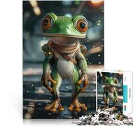 Puzzle da 1000 pezzi per adolescenti Astronauta rana curiosa Riduzione dello stress interessante Lista dei desideri con Babbo Natale 52x38cm