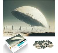 Puzzle da 1000 pezzi per adolescenti Astronave sopra la città Per il divertimento in famiglia Migliorare l'amore tra le coppie 75x50cm