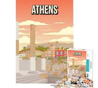 Puzzle da 1000 pezzi per adolescenti Atene Grecia Città storica Stampa artistica Acropoli Poster di viaggio Giochi rilassanti Giocattoli avvincenti per coltivare la pazienza Ottimi regali
