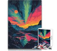 Puzzle da 1000 pezzi per adolescenti,Aurora boreale in Alaska,Tramonto,Arte minimalista,Gioco impossibile,Regali per donne,Regali di Babbo Natale segreto,Dimensioni 38x52cm