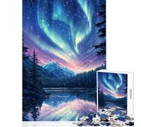 Puzzle da 1000 pezzi per adolescenti Aurora boreale Lago di montagna Decorazione per la casa Giocattoli Idee regalo Giochi rilassanti Lista dei desideri con Babbo Natale Dimensioni 38x26cm