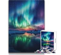 Puzzle da 1000 pezzi per adolescenti Aurora boreale Montagne Rompicapo Giochi per famiglie Idee regalo per la decorazione della casa Dimensioni 38x52cm