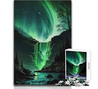 Puzzle da 1000 pezzi per adolescenti Aurora Cascata luminosa Perfetta calma Rilassante Hobby Taglio netto e coerente Gioco Giocattolo Dimensioni 38x26cm
